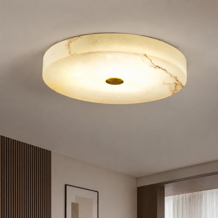 Modern Alabaster LED Flush Mount Ceiling Light – Round Natural Stone Design  Copy Title