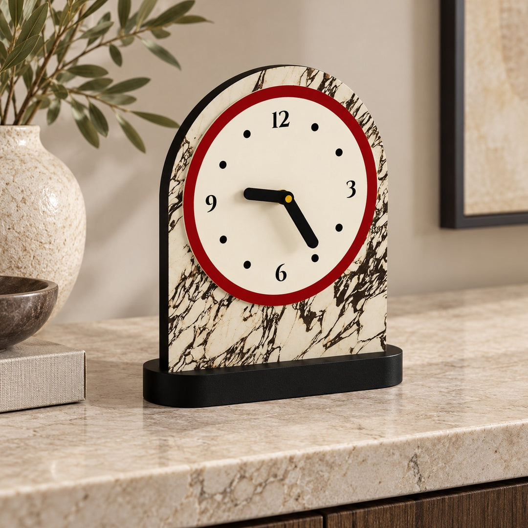 Modern Minimalist Desk Clock Silent Mechanism PVC Compact Design for Home Office Decor