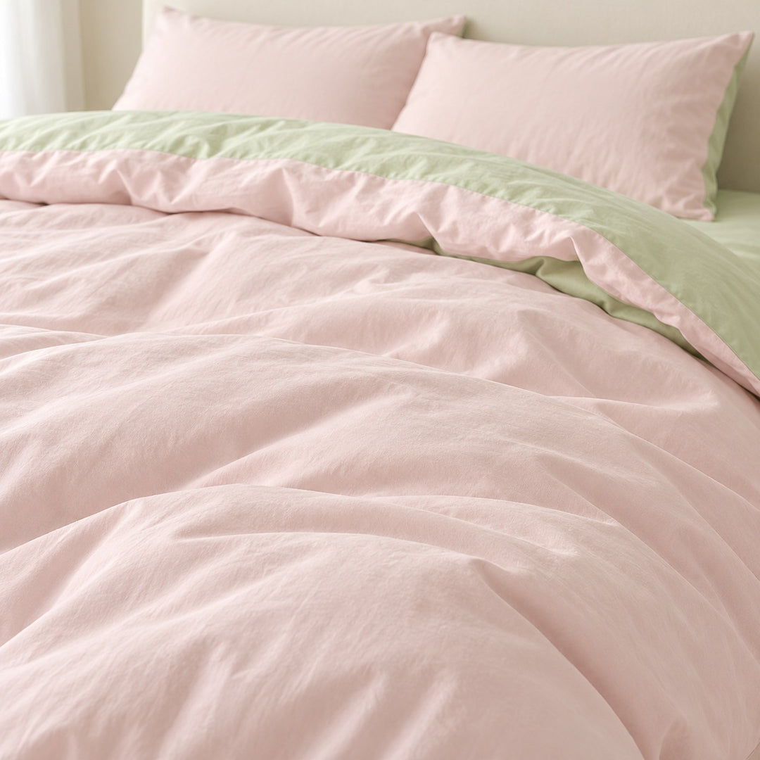 Reversible Cotton Bedding Set with Duvet Cover and Pillowcases Lightweight Breathable Design