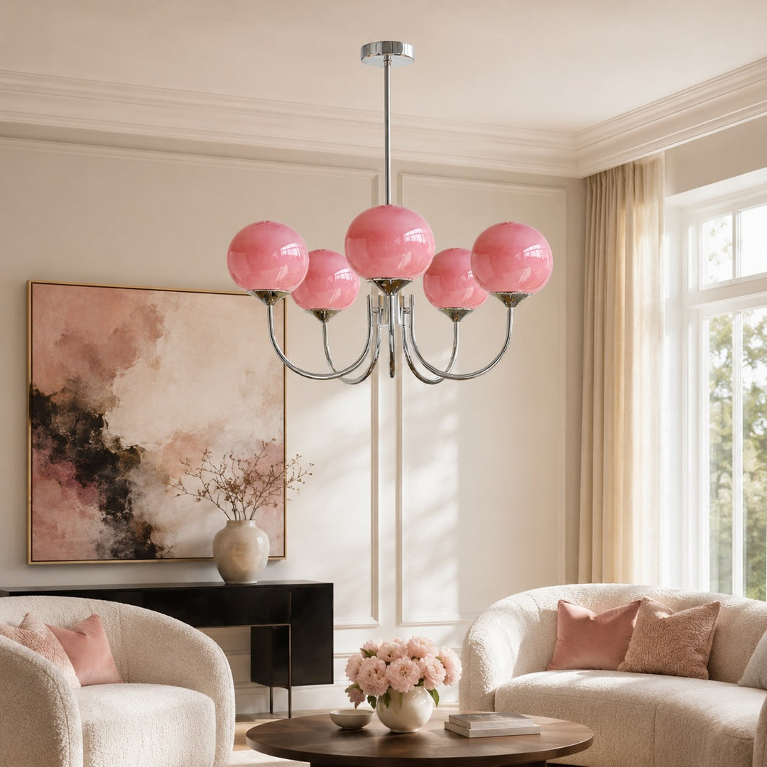 Modern Chandelier Pendant Light Fixture with Adjustable Arms Glass Shades Indoor Lighting