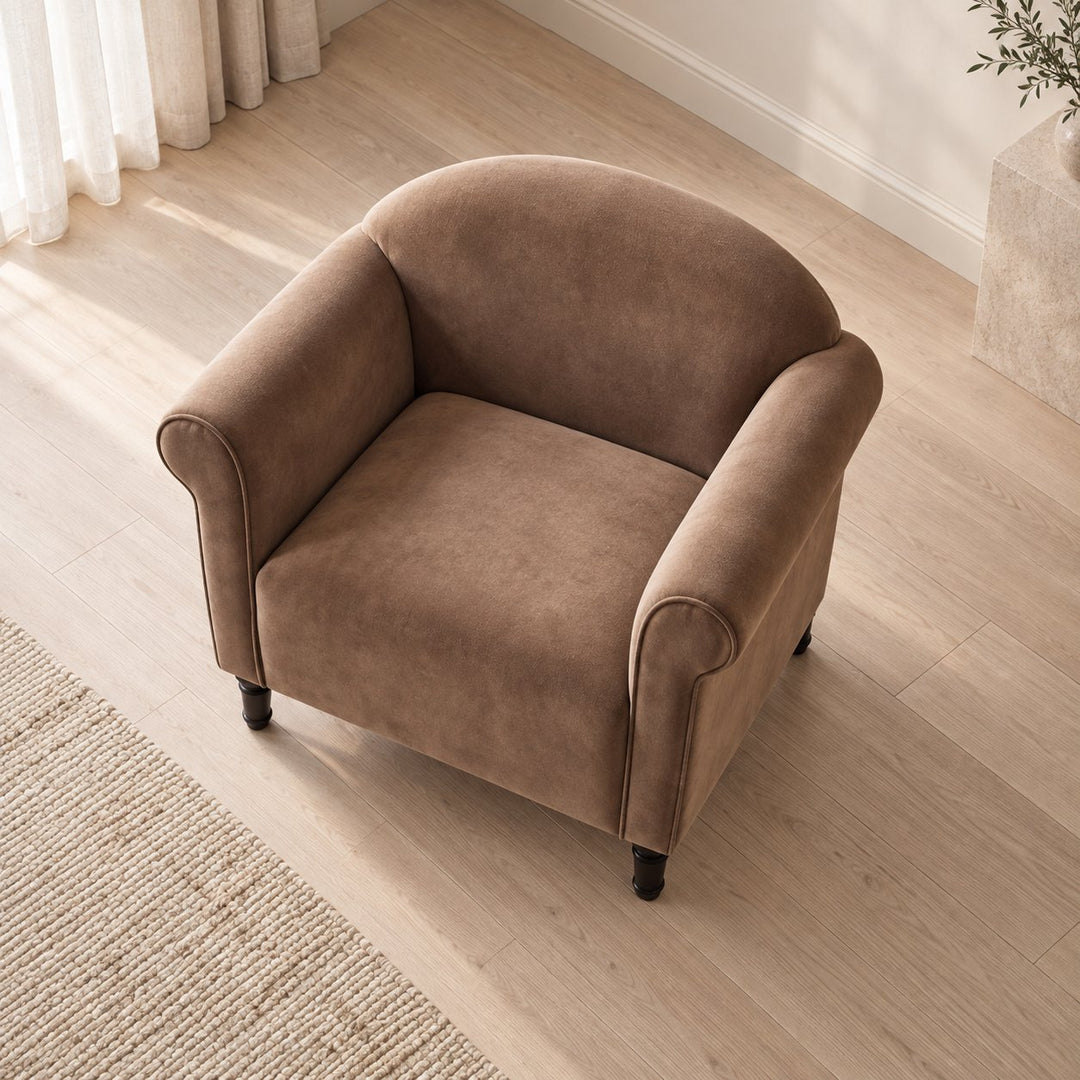 Modern Velvet Accent Armchair with Solid Birch Legs for Comfortable Lounge Seating
