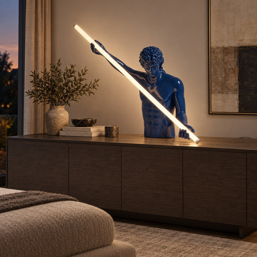 Modern Cobalt Blue Table Lamp with Linear LED Light and Adjustable Color Temperature