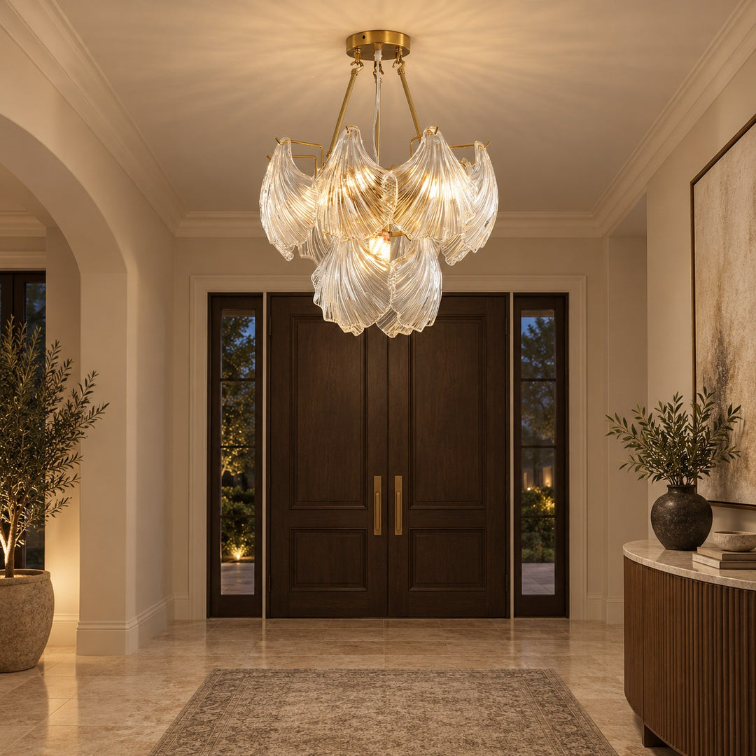 Modern Adjustable Ceiling Light Clear Glass LED Flush Mount Fixture 12 Inch Diameter