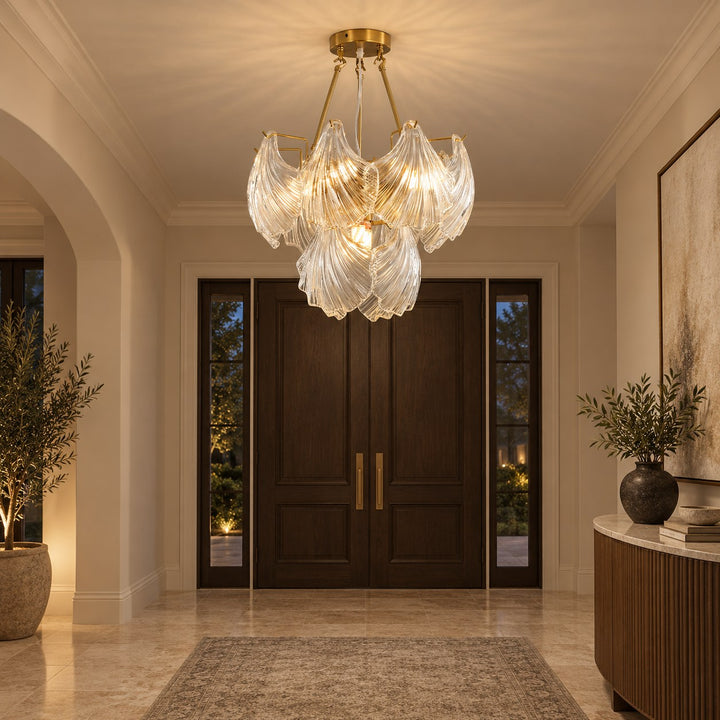 Modern Adjustable Ceiling Light Clear Glass LED Flush Mount Fixture 12 Inch Diameter