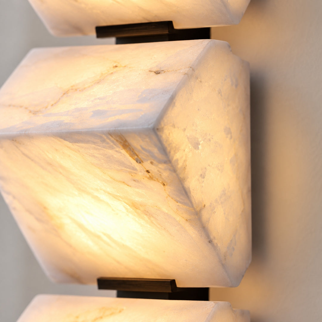 Modern Wall Light Wall Mounted Alabaster Design with Dark Metal Body for Elegant Staircase Lighting