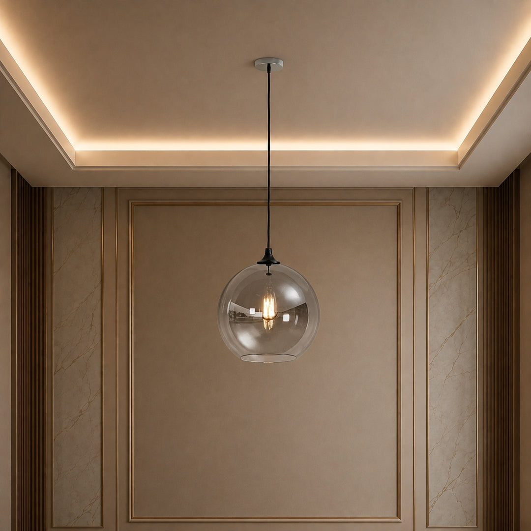 Modern Glass Pendant Light Adjustable Hanging LED with Metallic Gradient Finish