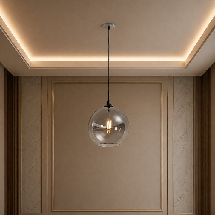 Modern Glass Pendant Light Adjustable Hanging LED with Metallic Gradient Finish
