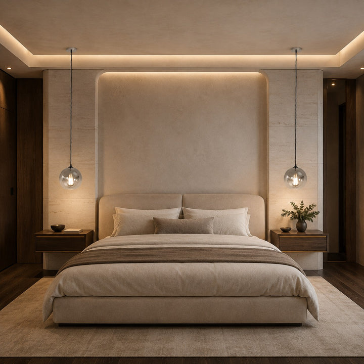 Modern Glass Pendant Light Adjustable Hanging LED with Metallic Gradient Finish