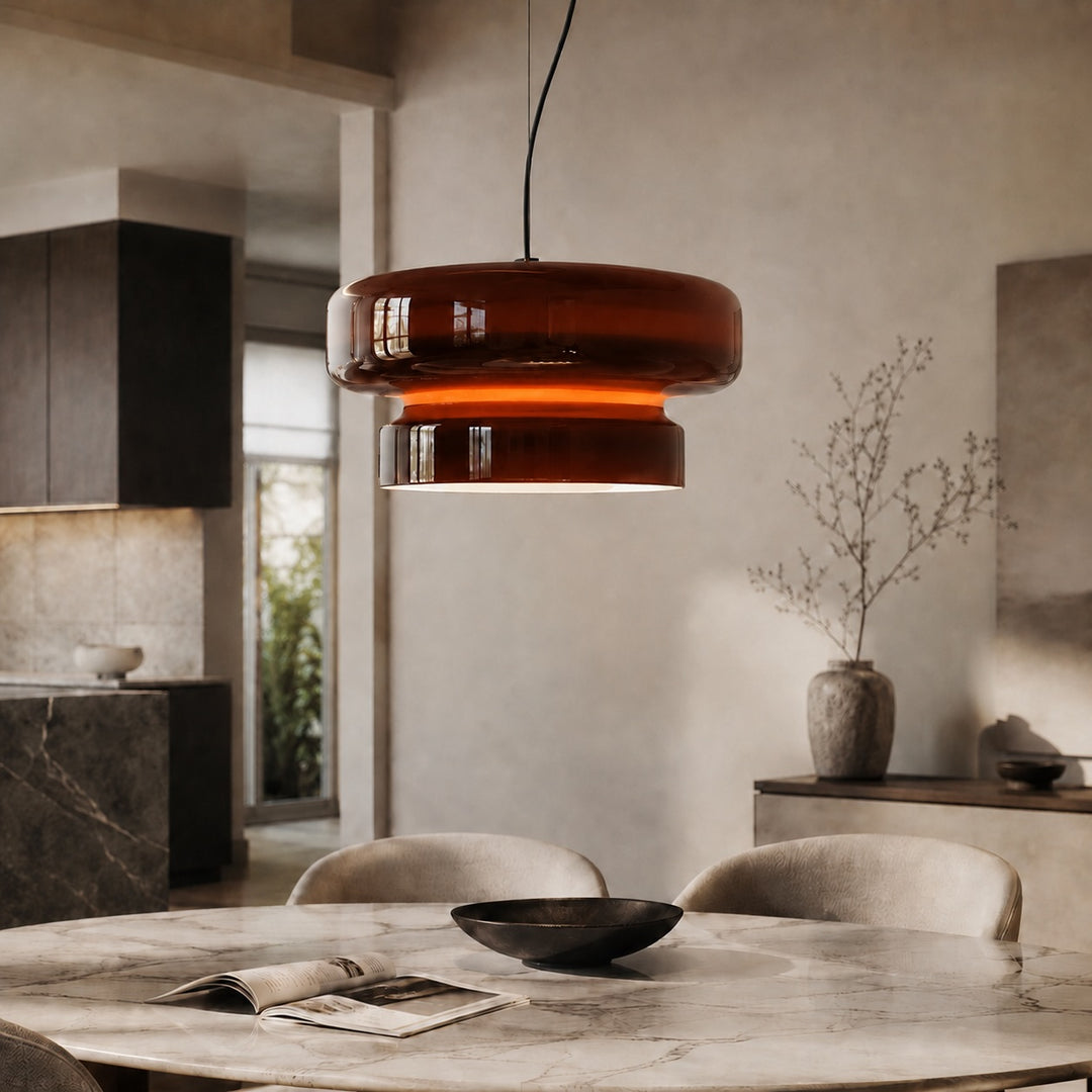 Modern Glass Pendant Lamp Adjustable Hanging Light LED Fixture for Kitchen and Dining