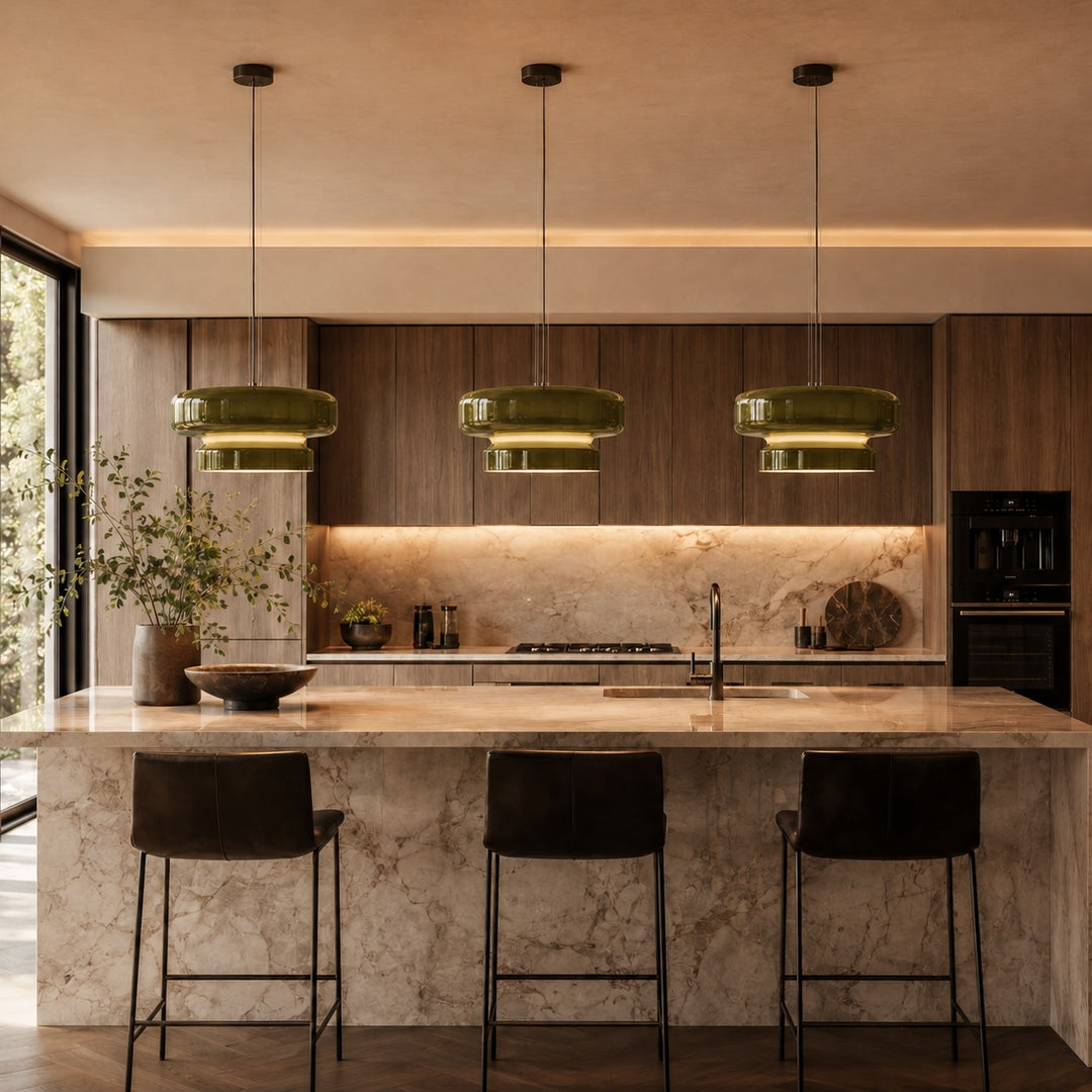 Modern Glass Pendant Lamp Adjustable Hanging Light LED Fixture for Kitchen and Dining