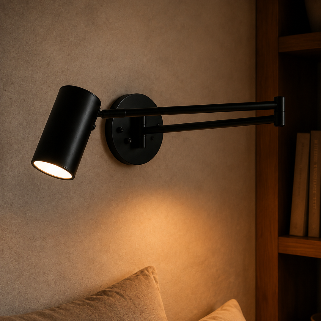 Industrial Wall Sconce Adjustable Arm LED Lighting Fixture Brass and Matte Black Wall Light
