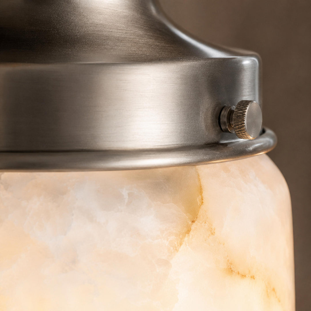 Modern Natural Alabaster Stone Flush Mount Ceiling Light – Brass, Nickel & Black