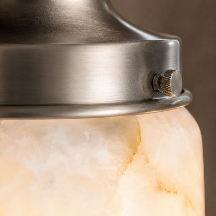 Modern Natural Alabaster Stone Flush Mount Ceiling Light – Brass, Nickel & Black