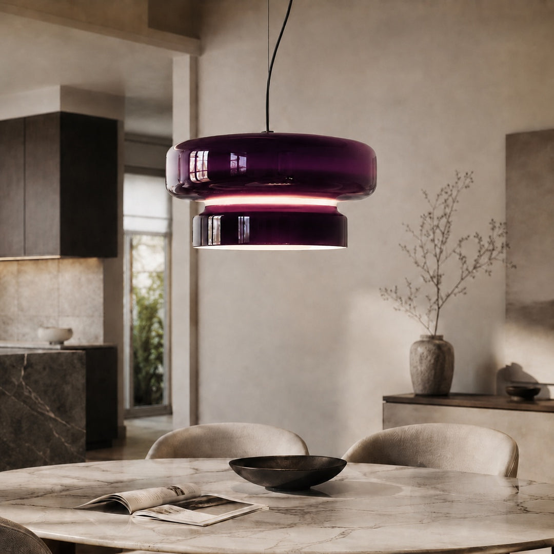 Modern Glass Pendant Lamp Adjustable Hanging Light LED Fixture for Kitchen and Dining