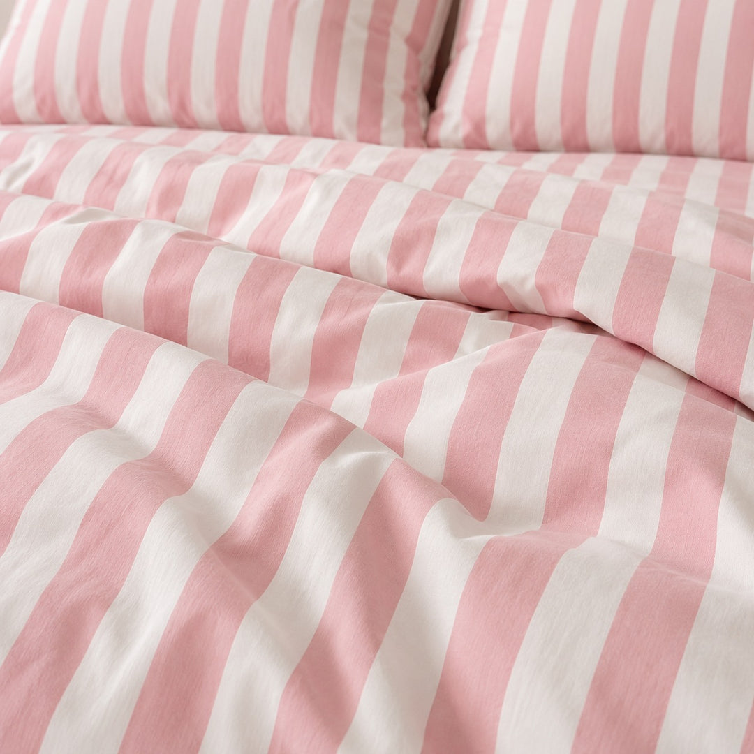 Modern Striped Bedding Set Cotton-Polyester Blend Duvet Cover Flat Sheet Pillow Case