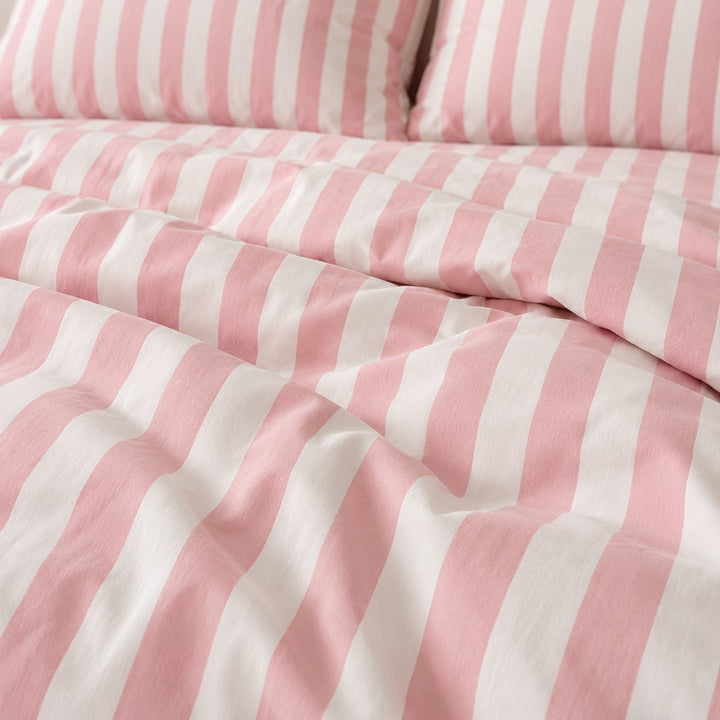 Modern Striped Bedding Set Cotton-Polyester Blend Duvet Cover Flat Sheet Pillow Case