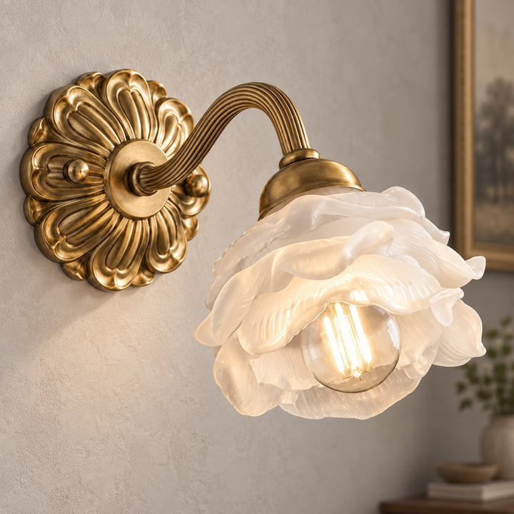 Modern Brass Wall Light Wall Mounted Adjustable Glass Shade LED Compatible