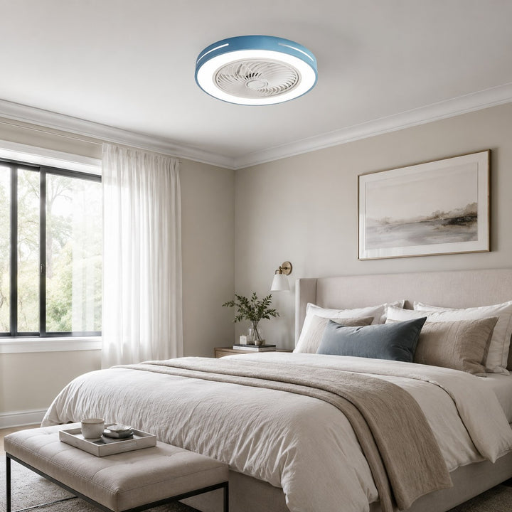 Modern Bladeless Ceiling Fan with Lights Flush Mount Iron Adjustable LED 72W for Home