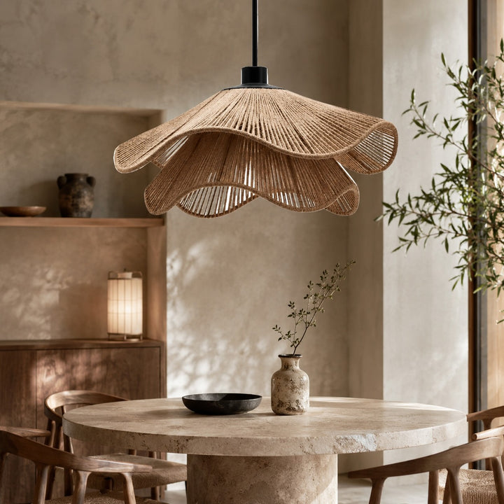 Boho Pendant Lamp Hanging Jute Light Natural Finish Adjustable Height For Kitchen Pendant Lighting