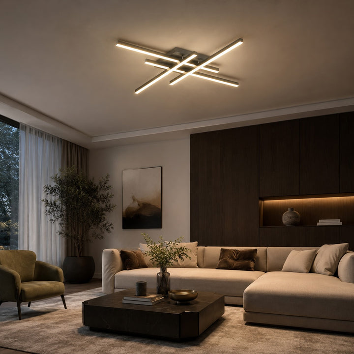 Modern Minimalist Ceiling Light Long Strip LED Adjustable Color Temperature Iron Acrylic