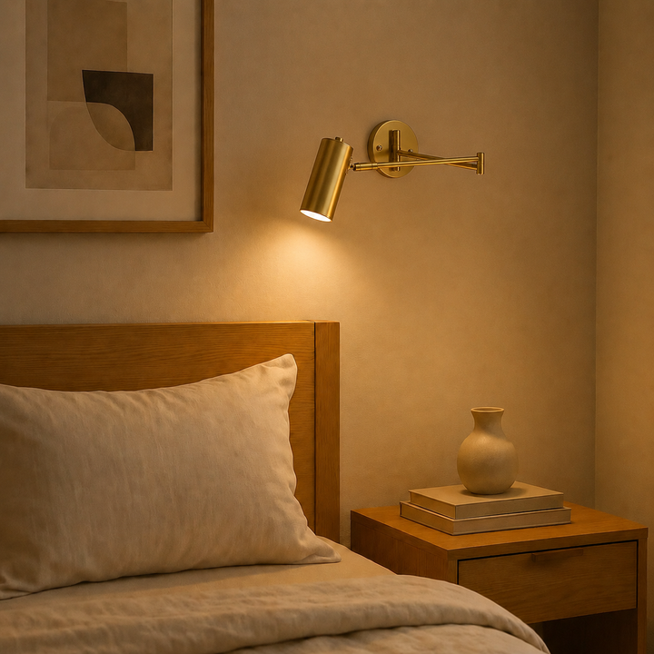 Industrial Wall Sconce Adjustable Arm LED Lighting Fixture Brass and Matte Black Wall Light
