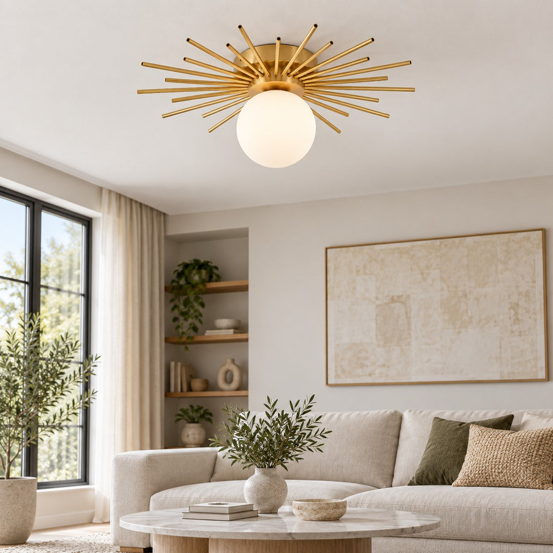 Modern Flush Mount Ceiling Light Fixture Metal Dimmable LED 12 Inch Diameter for Home Lighting