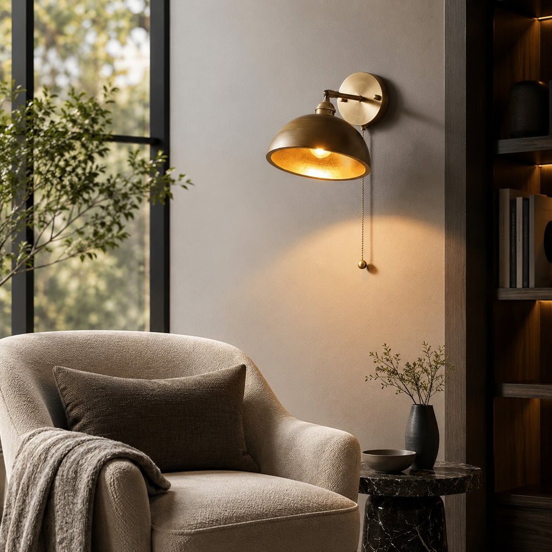 Rustic Wall Light Wooden Sconce Adjustable Brass Fixture E26/E27 Base Max 40W