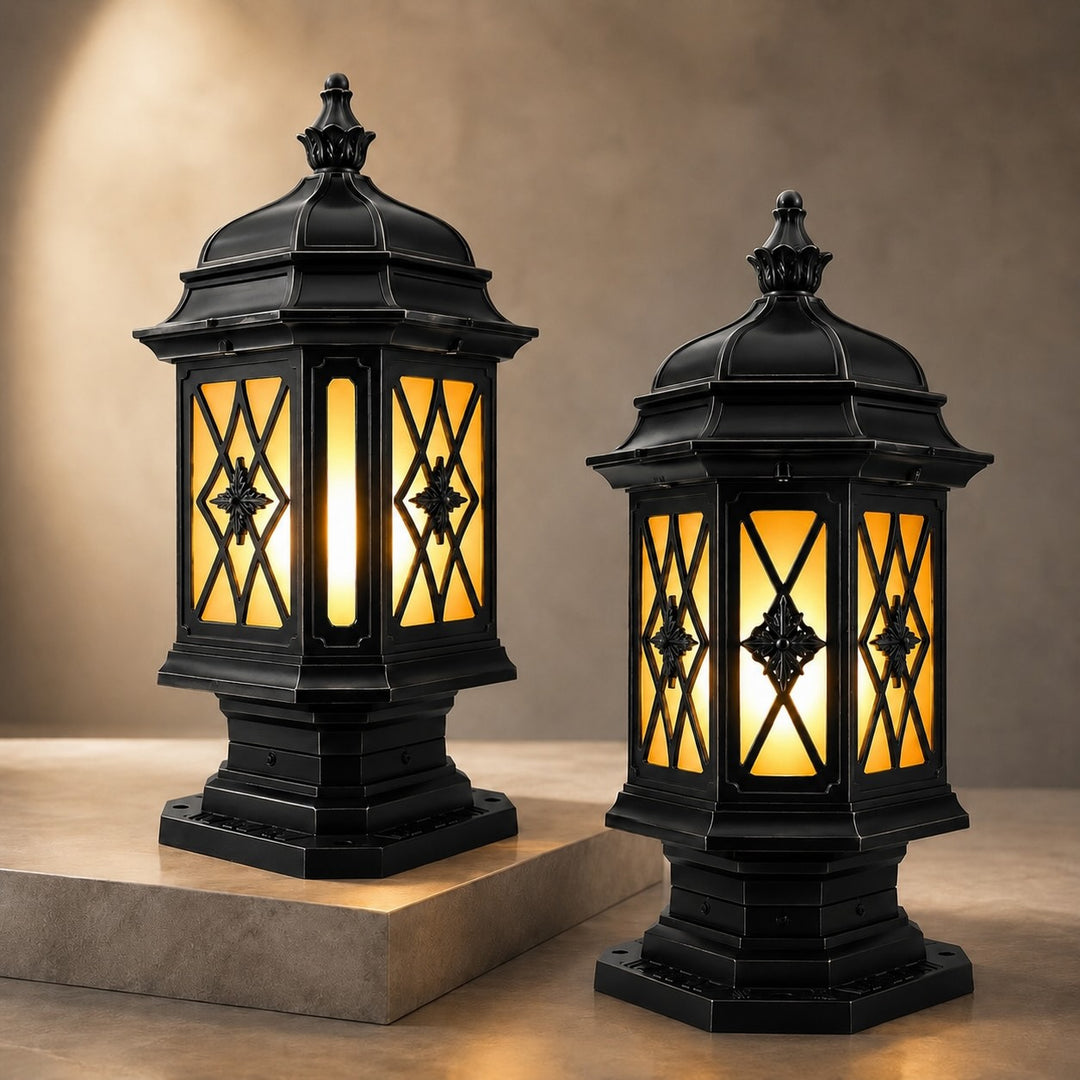 Modern Outdoor Pillar Light Wall Mounted Aluminum E27 Socket with Frosted Glass Shade