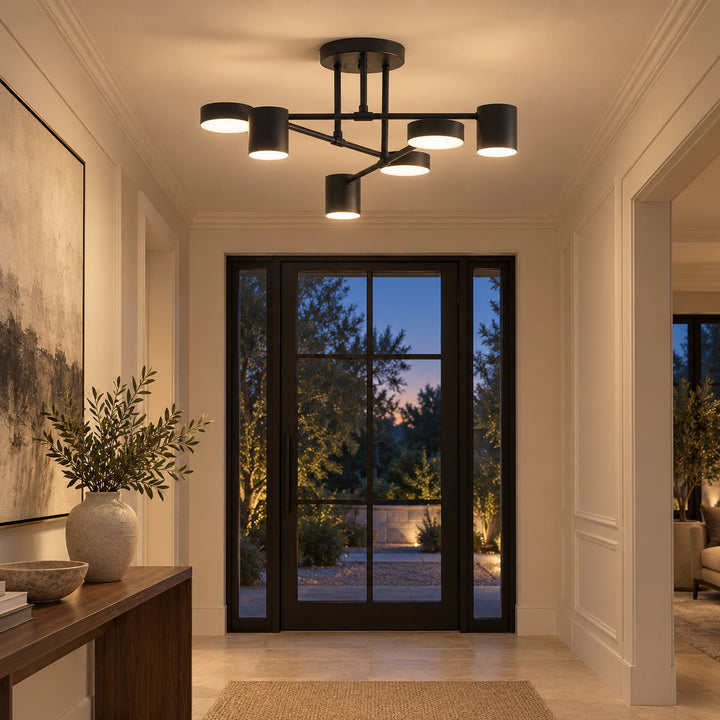 Modern Sputnik Flush Mount Ceiling Light Fixture with Metal Arms and Adjustable LED Bulbs 24 Inch