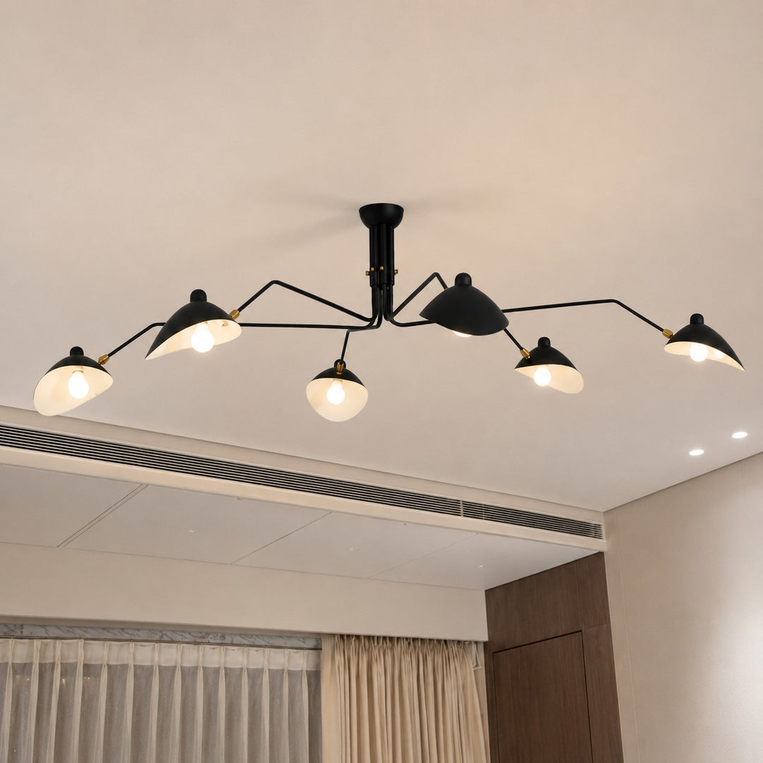 Modern Flush Mount Ceiling Light Adjustable Aluminum and Brass Fixture with LED Technology