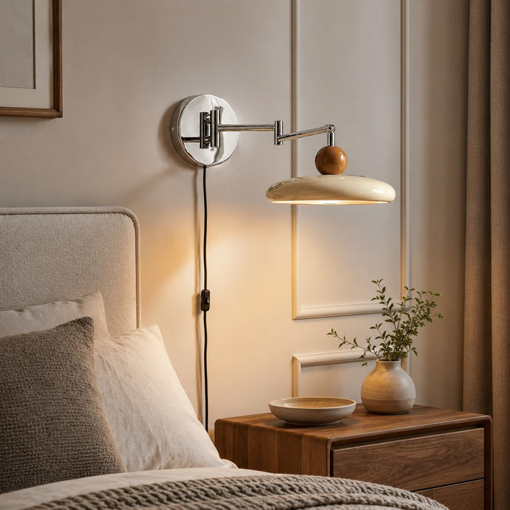 Modern Wall Sconce Lighting with Adjustable Arm and Metal Shade for Versatile Plug-in Use