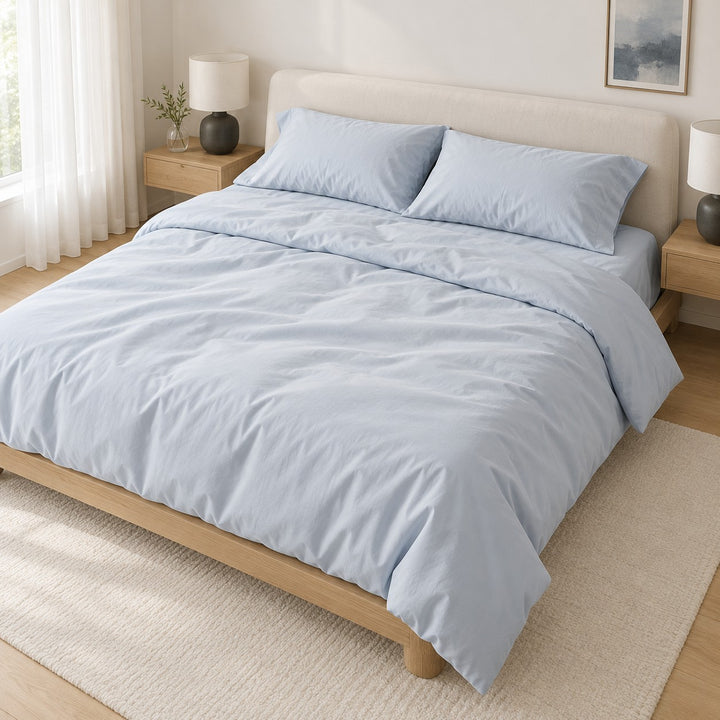 Pastel Cotton Bed Sheet Lightweight Breathable Soft Fabric for Comfortable Sleep