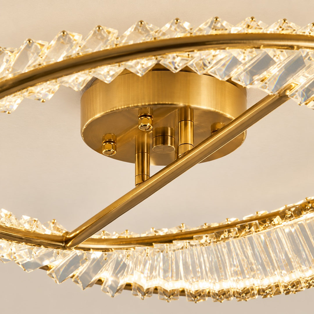 Modern Circular Flush Mount Ceiling Light Stainless Steel Glass Integrated LED Adjustable Color Temperature