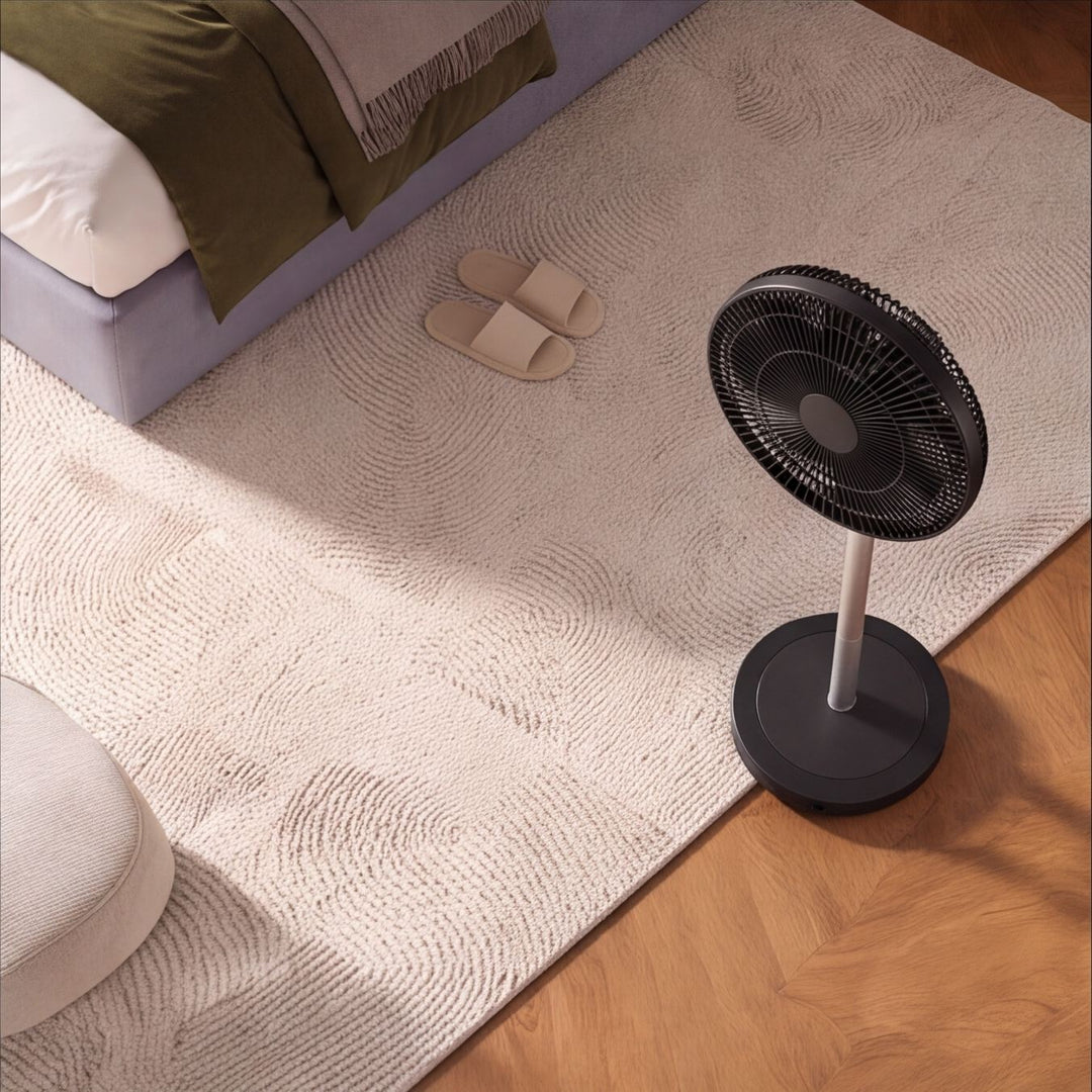 Silent Modern Floor Fan with 360 Degree Oscillation Adjustable Speed Compact Design for Home Use