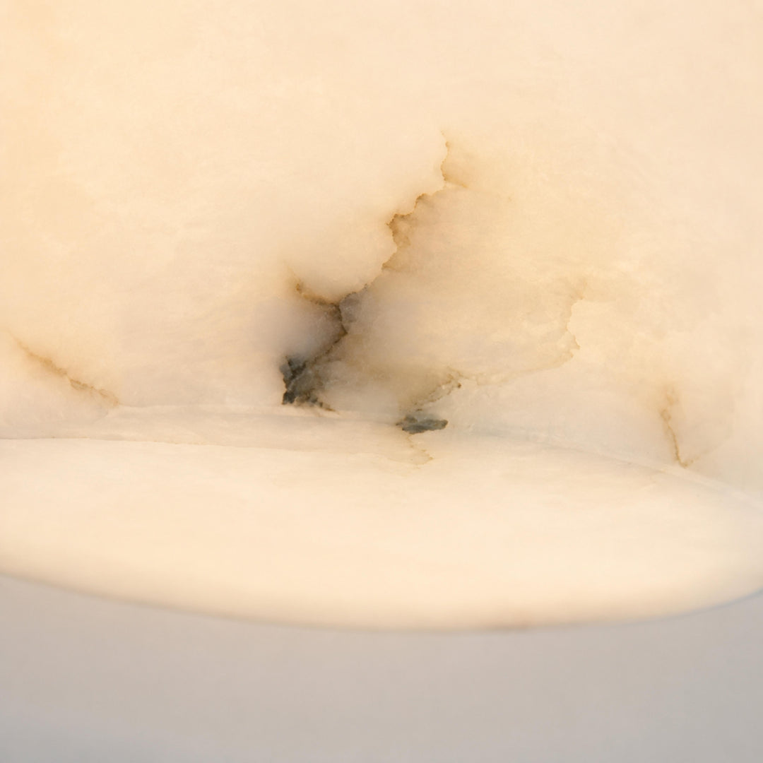 Natural Alabaster Flush Mount Ceiling Light – Modern Brass Finish