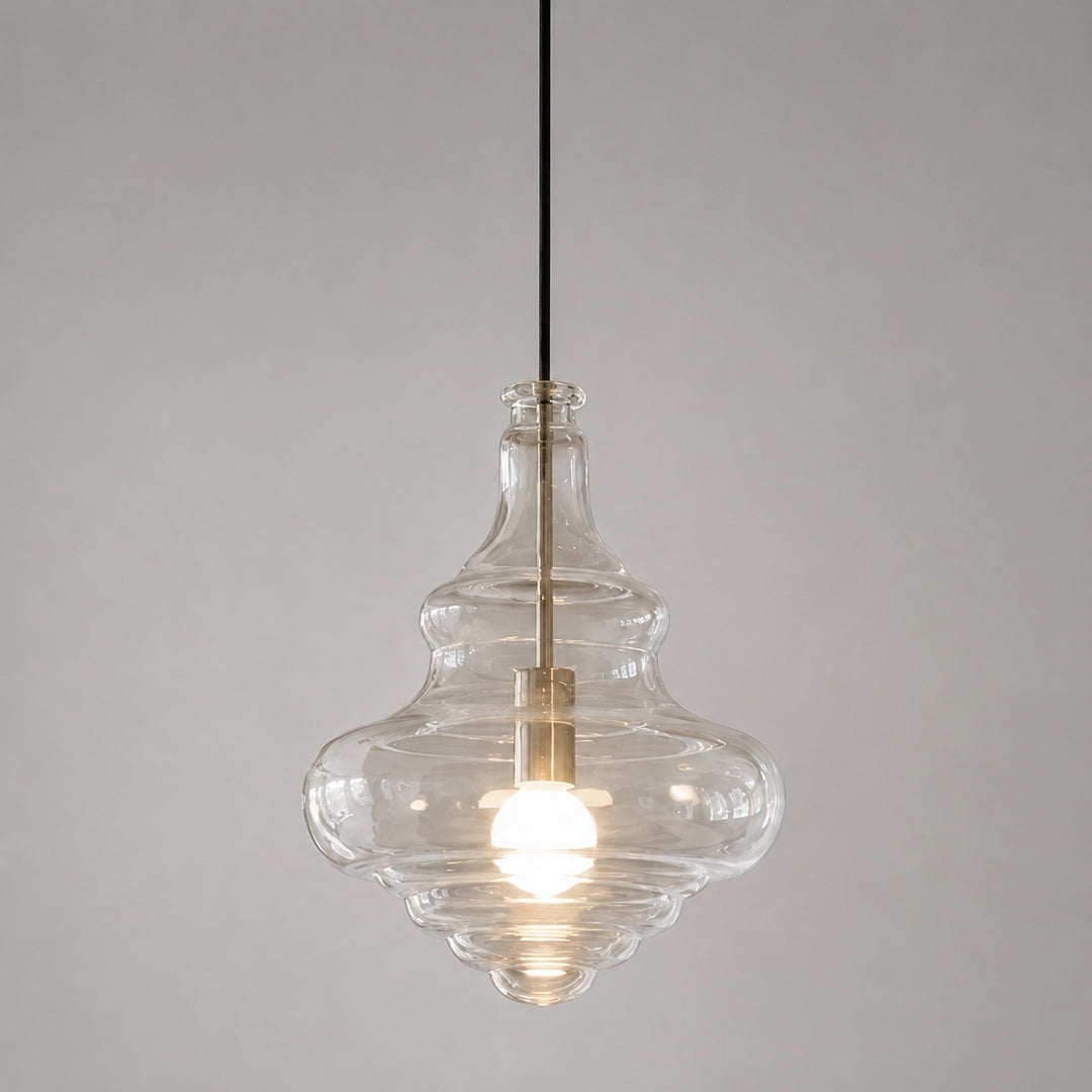 Modern Glass Pendant Light Adjustable Hanging LED Fixture for Kitchen Lighting