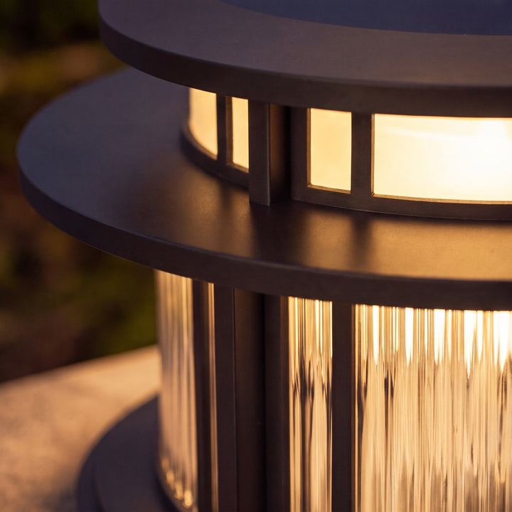 Solar Garden Light Modern Pillar Design Stainless Steel Waterproof LED Adjustable Color Temperature