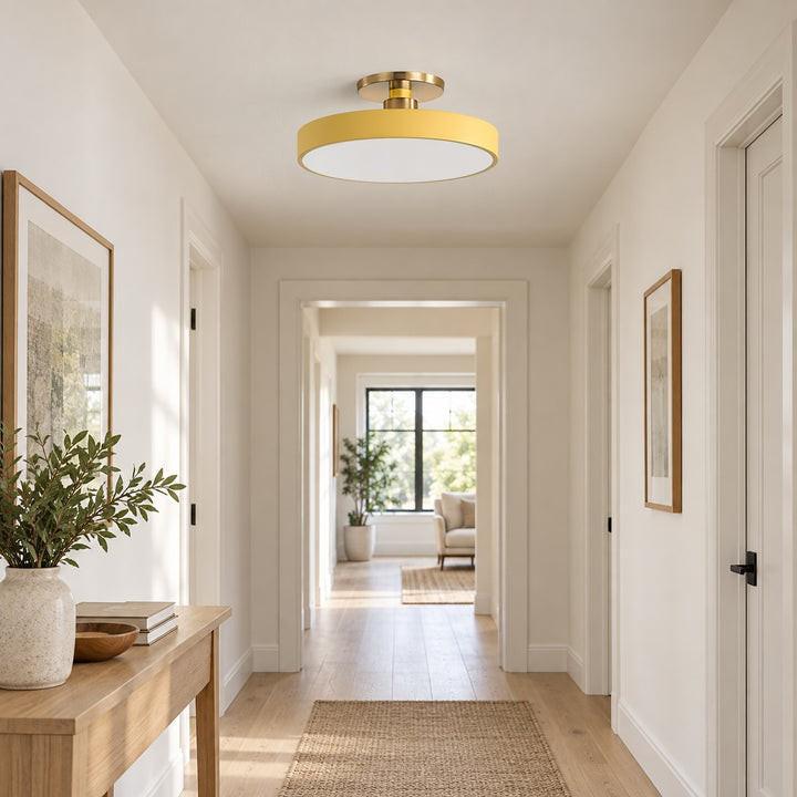 Modern Flush Mount Ceiling Light with Glass Shade and LED Lighting 12W 3000K