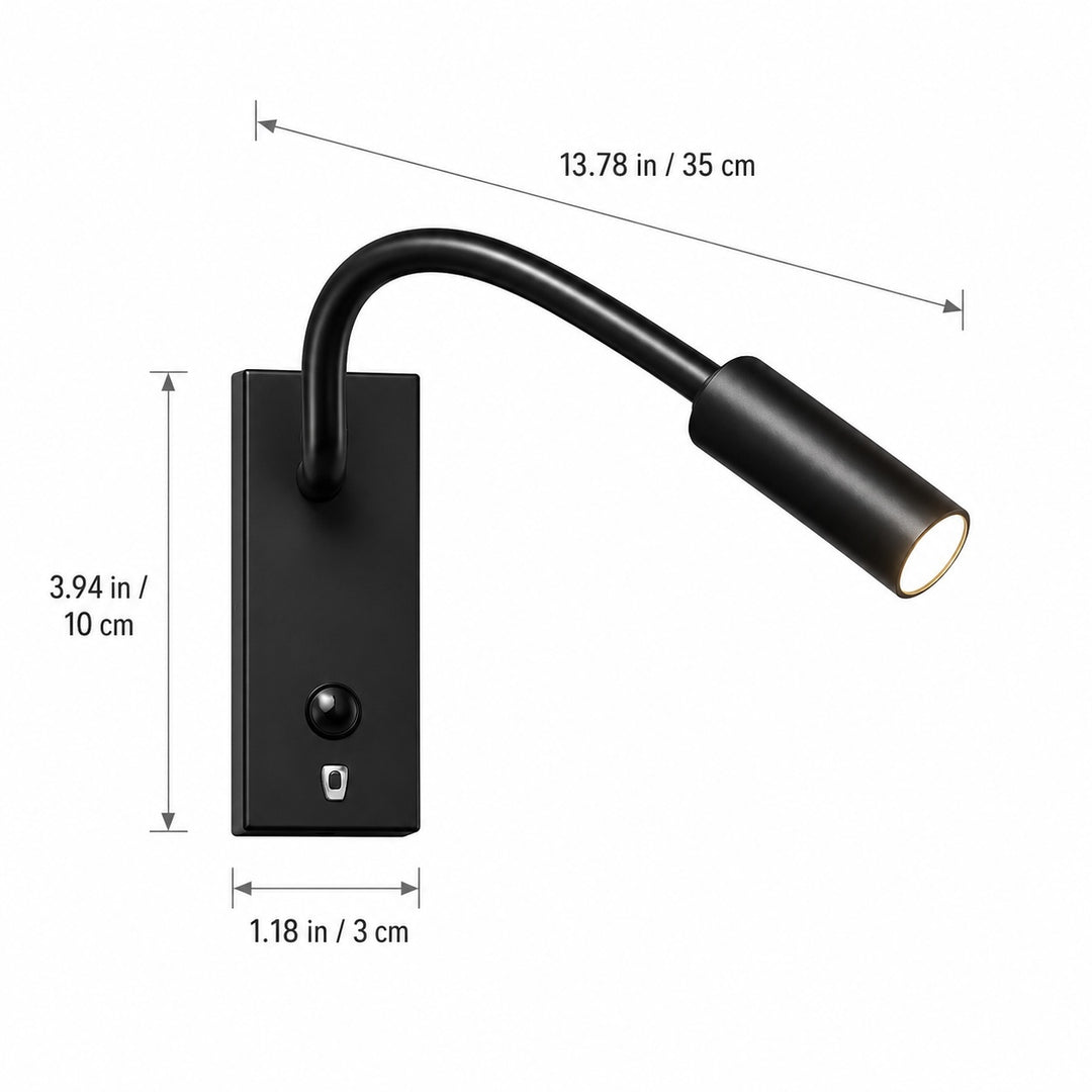Industrial Wall Light Adjustable Gooseneck Aluminum Integrated LED Task Lamp 3000K Warm White