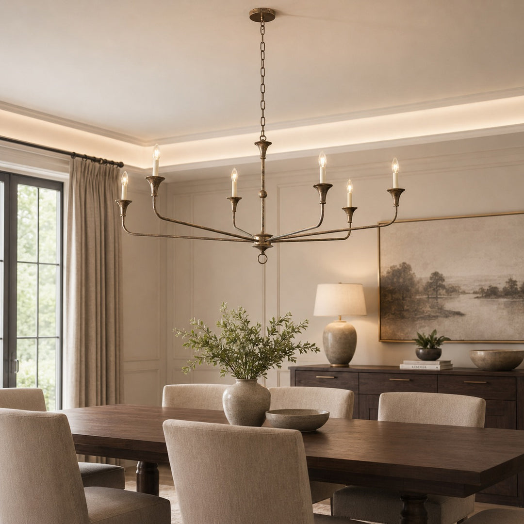 Modern Chandelier Light 5-Head Adjustable Brass Flush Mount E14 Candelabra Bulbs Exposed