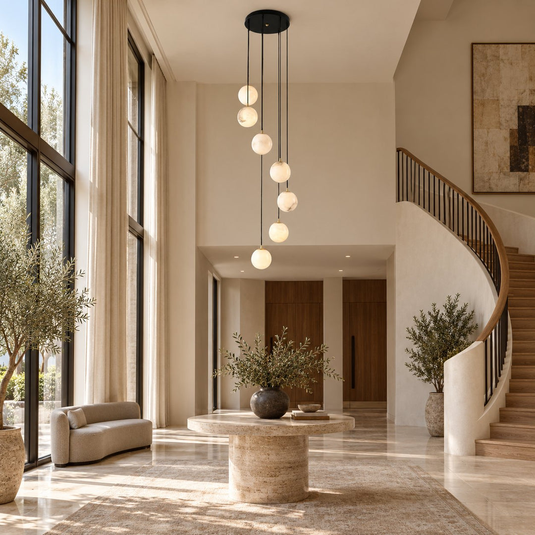 Modern Cluster Chandelier Light Wall Mounted Alabaster Glass LED Dimmable Fixture
