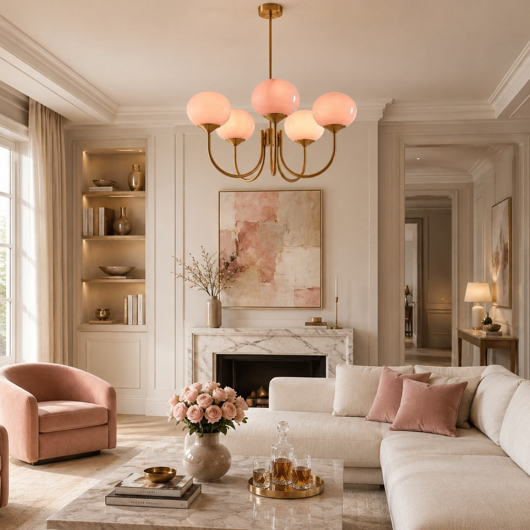 Modern Chandelier Pendant Light Fixture with Adjustable Arms Glass Shades Indoor Lighting