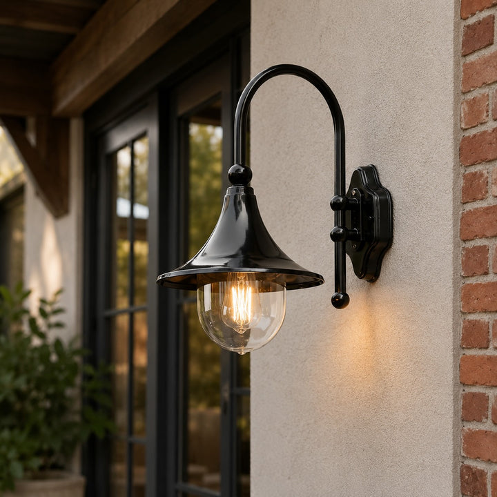 Vintage Outdoor Wall Light Waterproof Aluminum Horn Shape LED Fixture Warm White 3000K