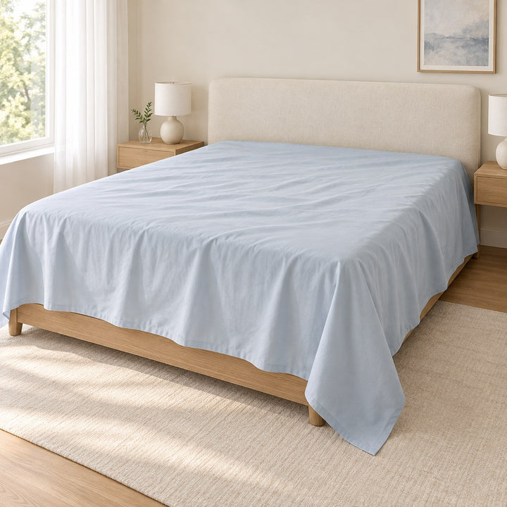 Pastel Cotton Bed Sheet Lightweight Breathable Soft Fabric for Comfortable Sleep