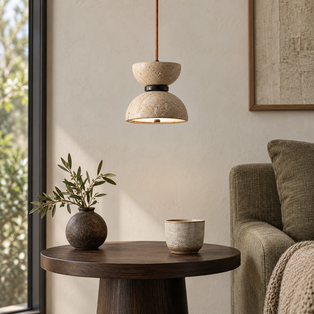 Modern Hourglass Pendant Lamp Hanging Design Travertine LED Lighting for Kitchen Pendant Lighting