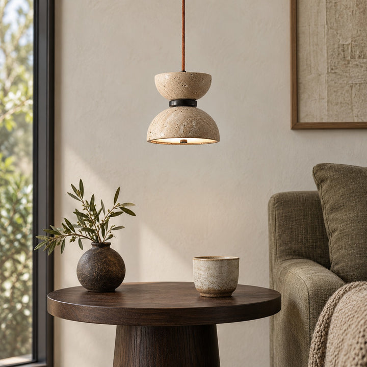 Modern Hourglass Pendant Lamp Hanging Design Travertine LED Lighting for Kitchen Pendant Lighting