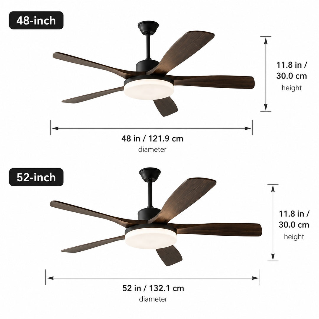 Modern Ceiling Fan Light 5-Blade Flush Mount Metal Adjustable LED with Remote Control