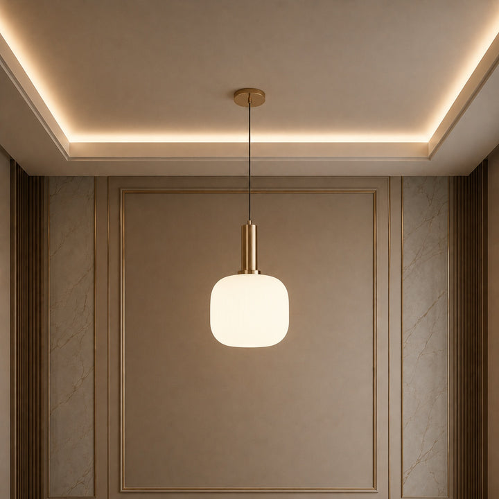 Modern Glass Pendant Light Hanging Fixture Adjustable Height LED Compatible