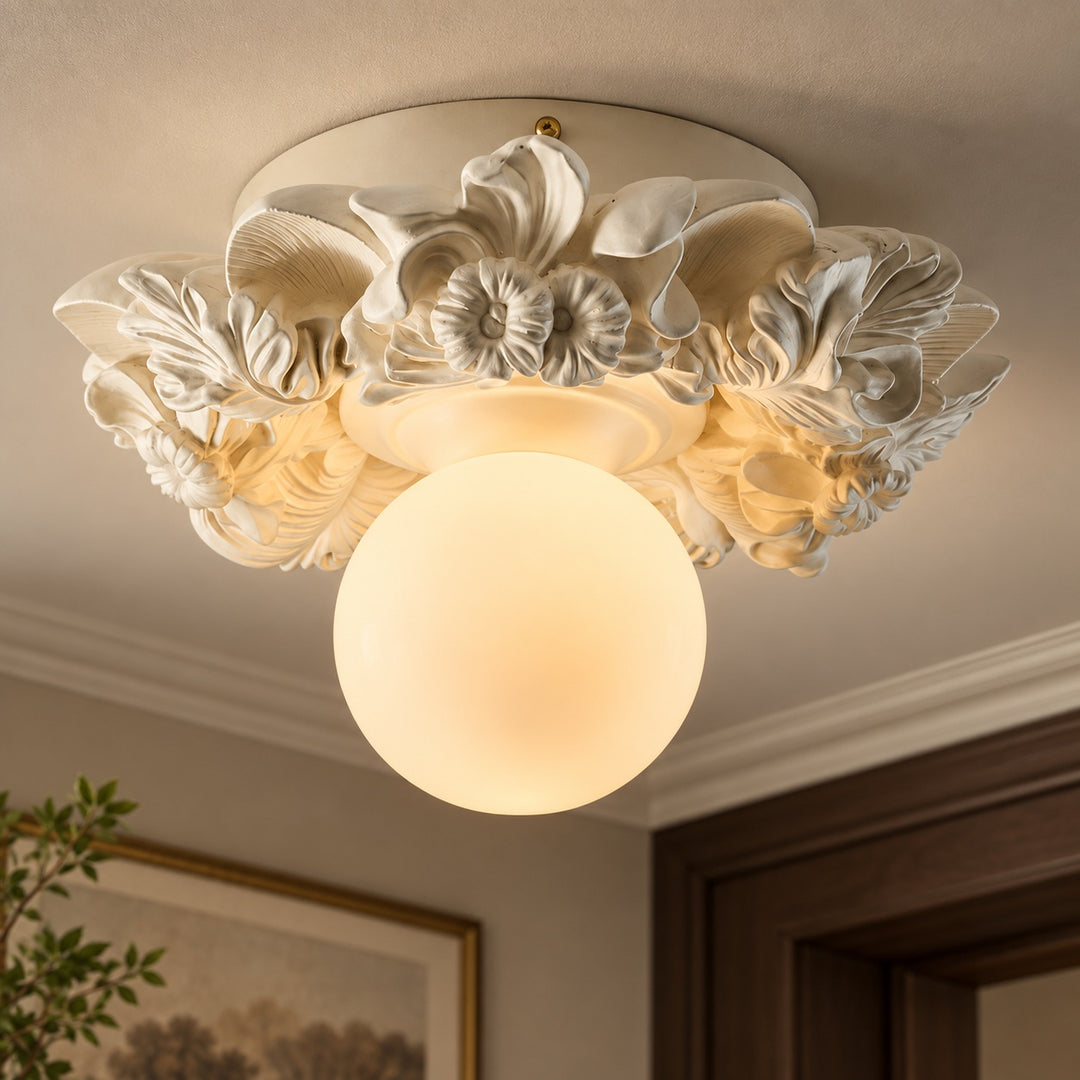 Victorian Flush Mount Ceiling Light Metal Glass Dimmable Elegant Design for Classic Ambiance