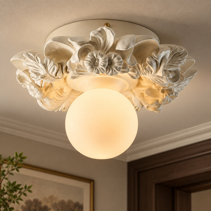 Victorian Flush Mount Ceiling Light Metal Glass Dimmable Elegant Design for Classic Ambiance
